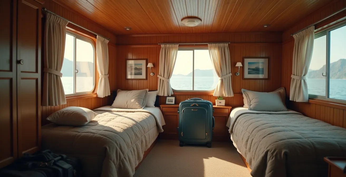 Intérieur cosy d’une cabine ferry bien organisée et confortable